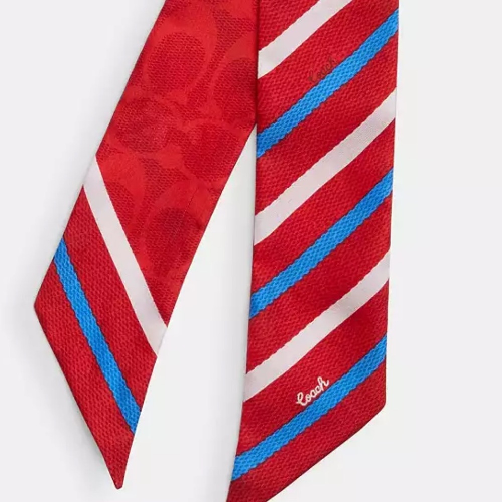 Coach Signature Boardwalk Floral Print Silk Skinny Scarf nwt - Picture 2 of 4